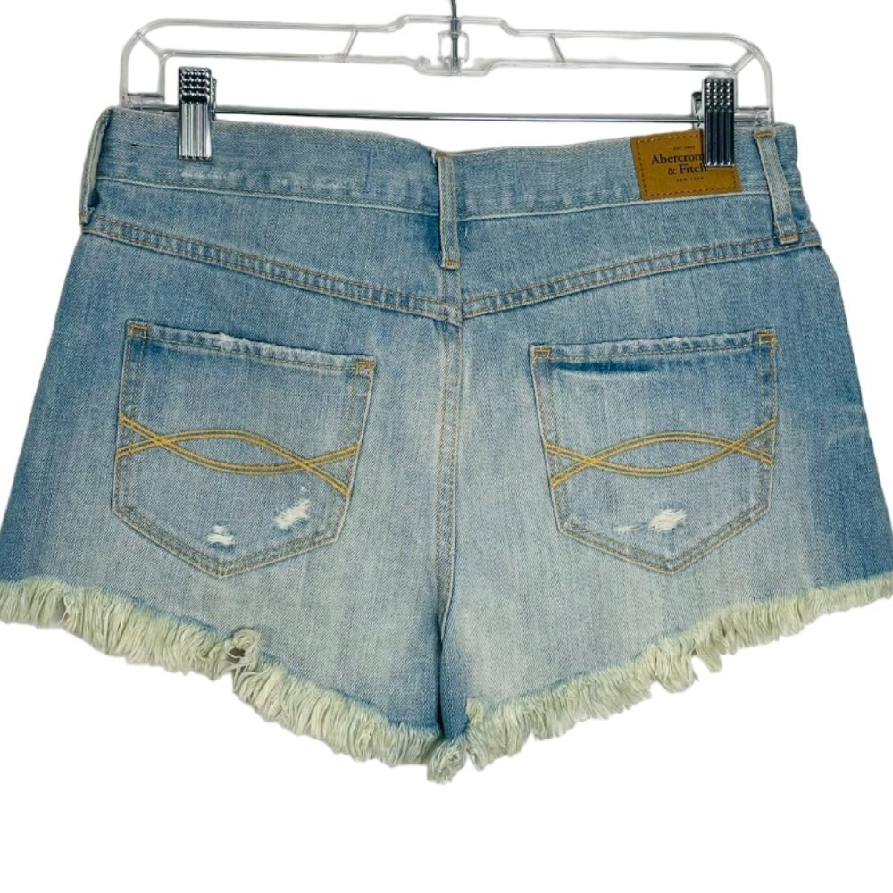Abercrombie & Fitch Womens Mid Rise Distressed Jean Shorts Size 27 Light Wash - Picture 3 of 6